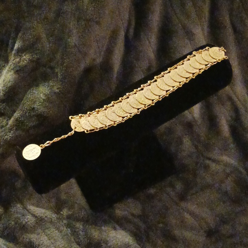 This one was purchased in Italy! Beautiful,gold plated,coin,bracelet! - Picture 8 of 15
